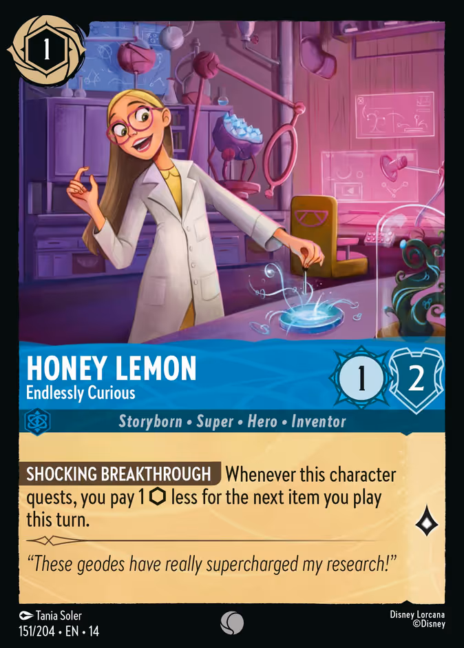 Honey Lemon - Endlessly Curious Lorcana card (151/201, Hyperia City)