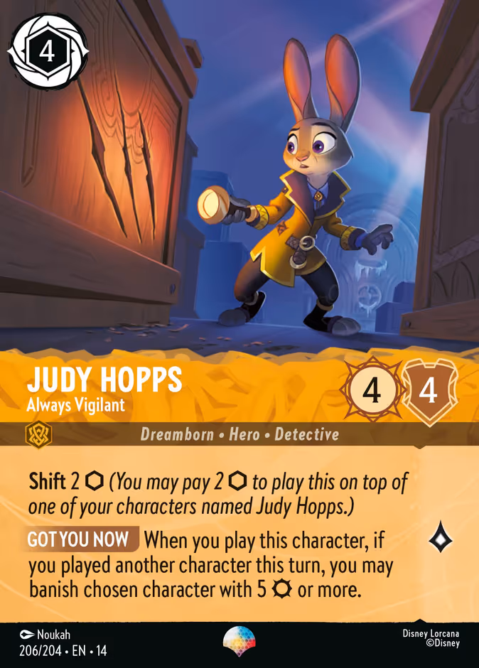 Judy Hopps - Always Vigilant Lorcana card (206/204, Hyperia City)