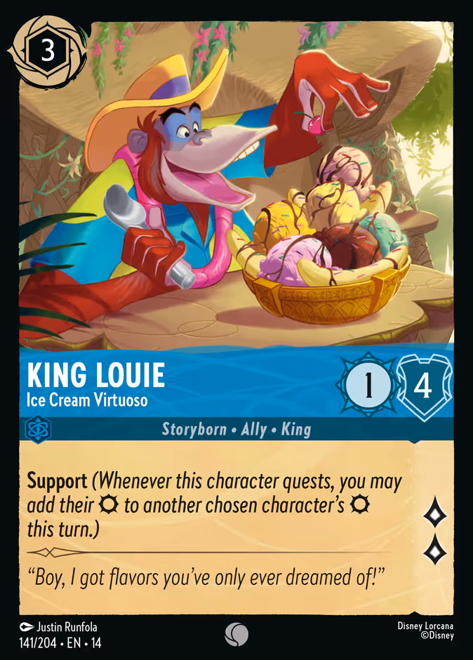 King Louie - Ice Cream Virtuoso Lorcana card (141/204, Hyperia City)