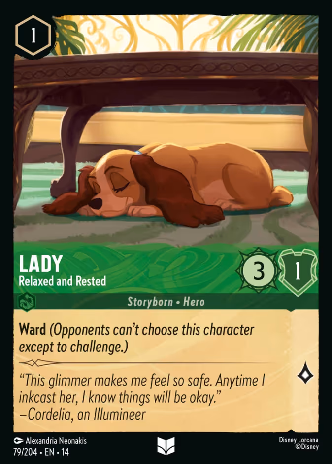 Lady - Relaxed and Rested Lorcana card (79/204, Hyperia City)