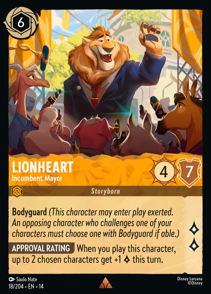 Lionheart - Incumbent Mayor Lorcana card (18/197, Hyperia City)