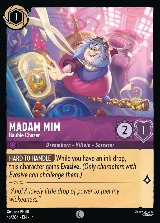 Madam Mim - Bauble Chaser Lorcana card (46/201, Hyperia City)