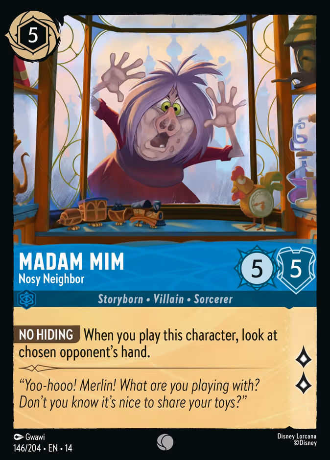 Madam Mim - Nosy Neighbor Lorcana card (146/197, Hyperia City)