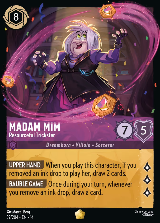 Madam Mim - Resourceful Trickster Lorcana card (59/195, Hyperia City)