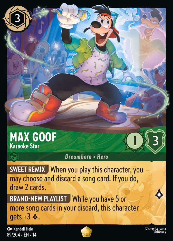 Max Goof - Karaoke Star Lorcana card (89/197, Hyperia City)