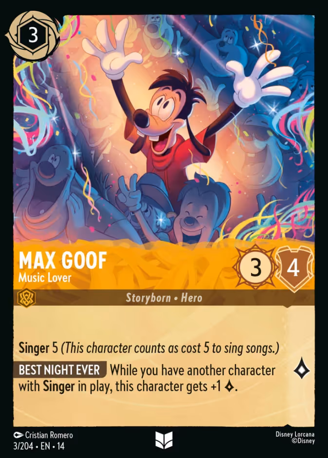 Max Goof - Music Lover Lorcana card (3/204, Hyperia City)