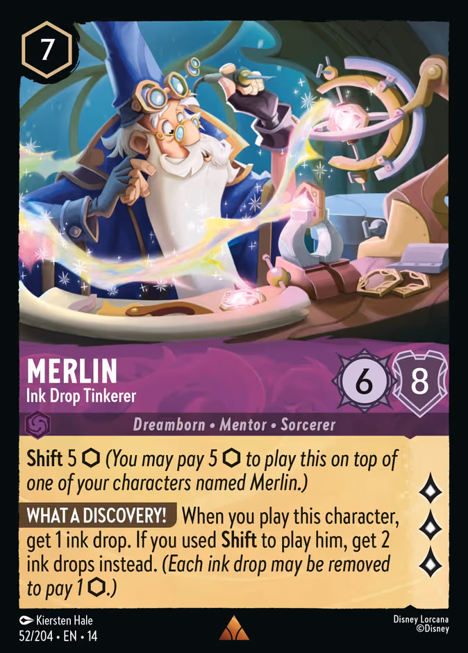 Merlin - Ink Drop Tinkerer Lorcana card (52/197, Hyperia City)