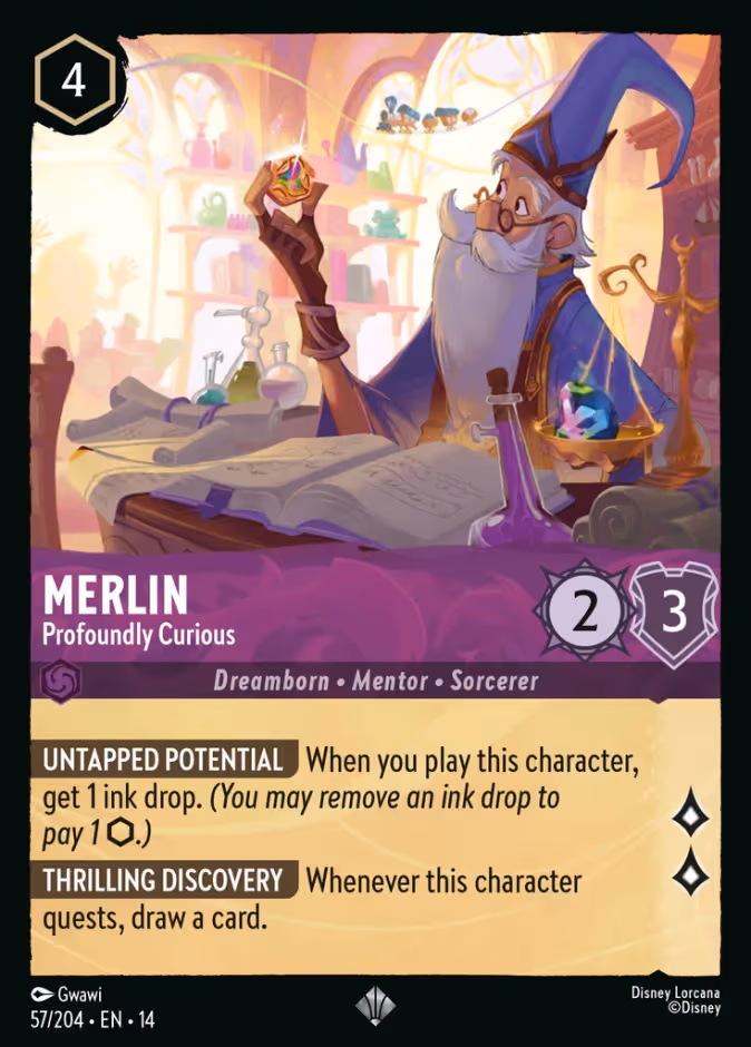 Merlin - Profoundly Curious Lorcana card (57/204, Hyperia City)