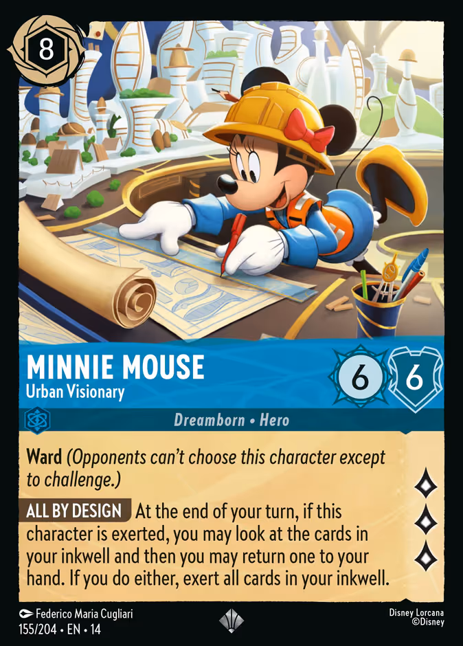 Minnie Mouse - Urban Visionary Lorcana card (155/197, Hyperia City)