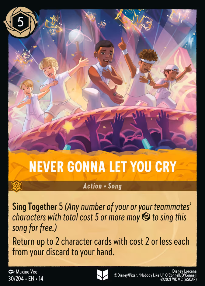 Never Gonna Let You Cry Lorcana card (30/201, Hyperia City)