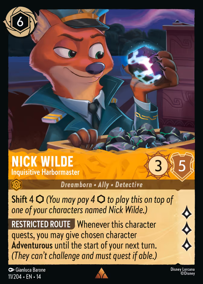 Nick Wilde - Inquisitive Harbormaster Lorcana card (11/197)