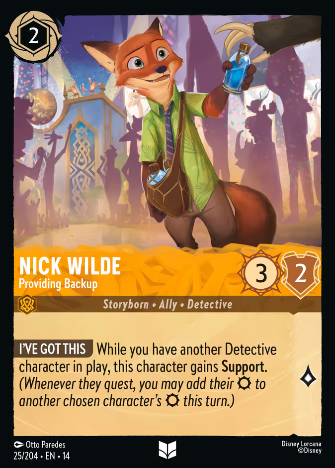 Nick Wilde - Providing Backup Lorcana card (25/197, Hyperia City)