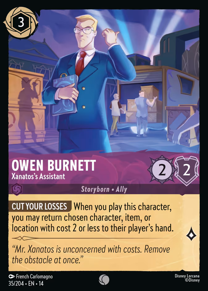 Owen Burnett - Xanatos's Assistant Lorcana card (35/197, Hyperia City)