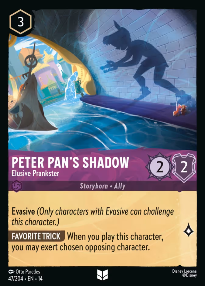 Peter Pan's Shadow - Elusive Prankster Lorcana card (47/204, Hyperia City)