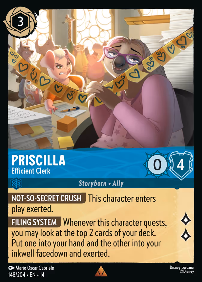 Priscilla - Efficient Clerk Lorcana card (148/204, Hyperia City)