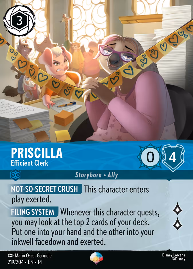 Priscilla - Efficient Clerk Lorcana card (219/204, Hyperia City)