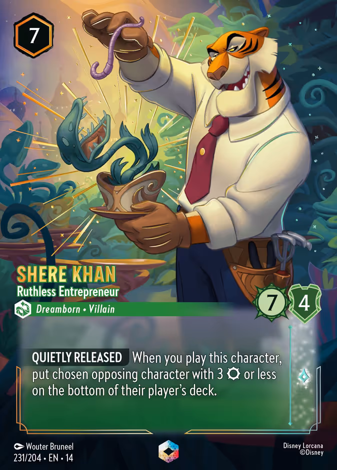 Shere Khan - Ruthless Entrepreneur (Enchanted) Lorcana card (231/204, Hyperia City)
