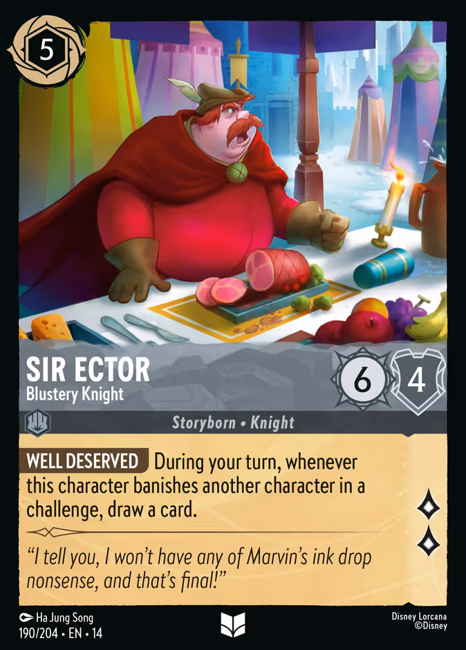 Sir Ector - Blustery Knight Lorcana card (190/204, Hyperia City)