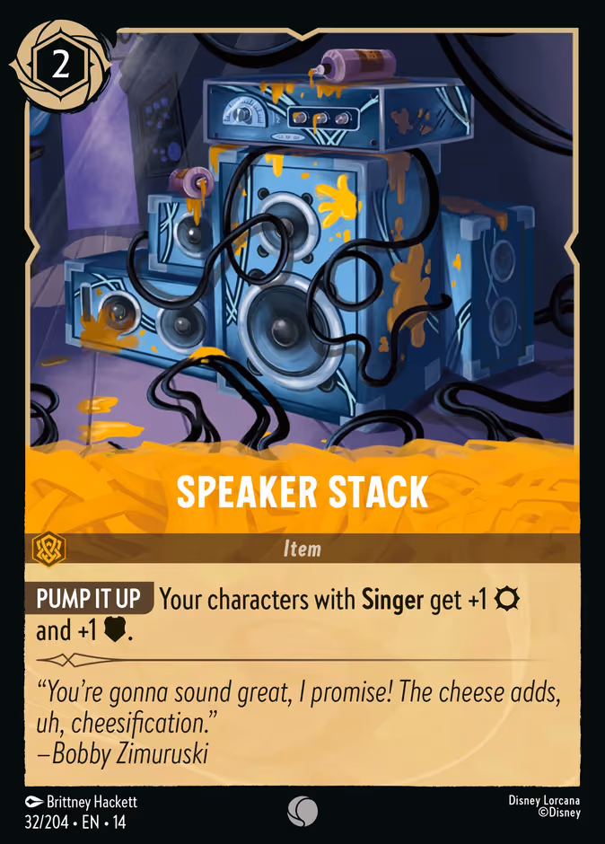 Speaker Stack Lorcana card (32/201, Hyperia City)