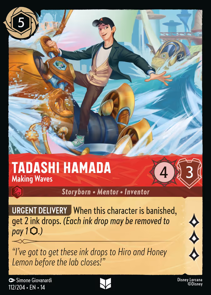 Tadashi Hamada - Making Waves Lorcana card (112/204, Hyperia City)