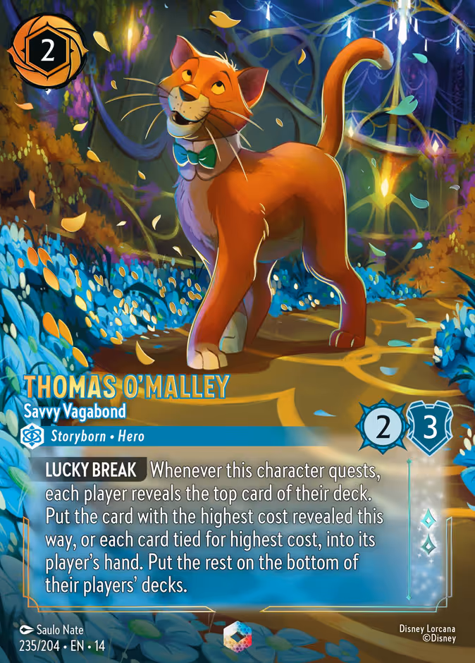 Thomas O'Malley - Savvy Vagabond (Enchanted) Lorcana card (235/204, Hyperia City)