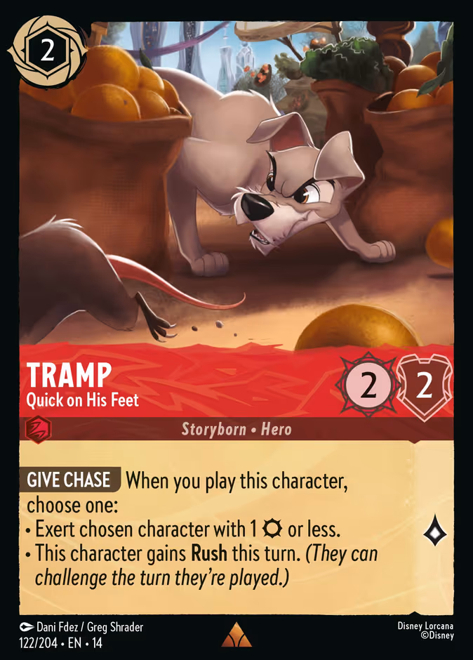 Tramp - Quick on His Feet Lorcana card (122/197, Hyperia City)