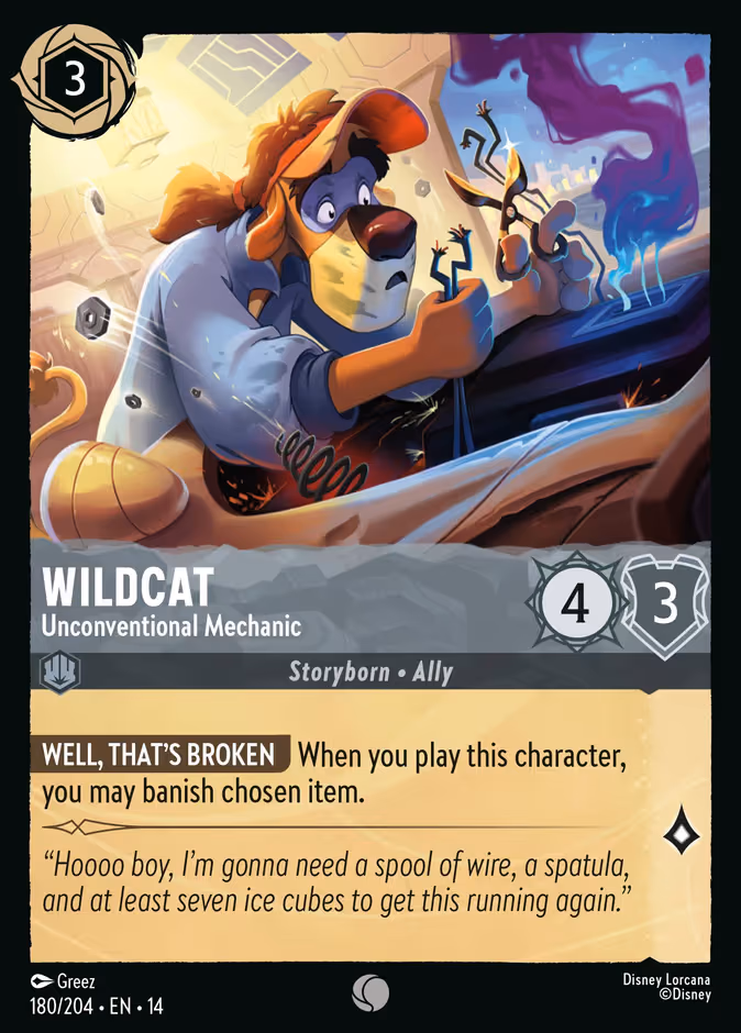 Wildcat - Unconventional Mechanic Lorcana card (180/204, Hyperia City)