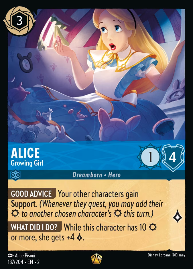 Alice - Growing Girl Lorcana card (137/204, Rise of the Floodborn)