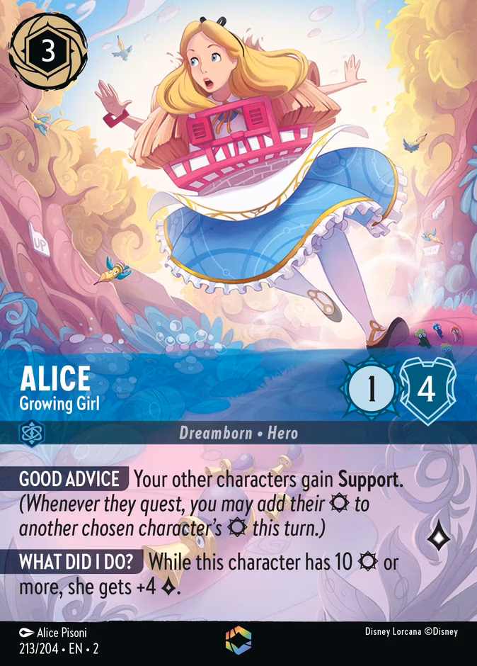 Alice - Growing Girl Lorcana card (213/204, Rise of the Floodborn)