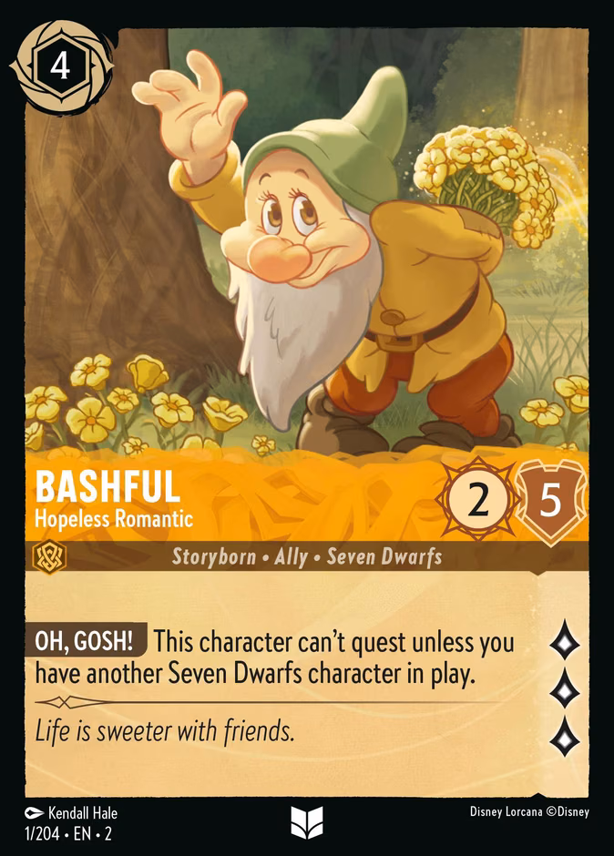 Bashful - Hopeless Romantic Lorcana card (1/204, Rise of the Floodborn)