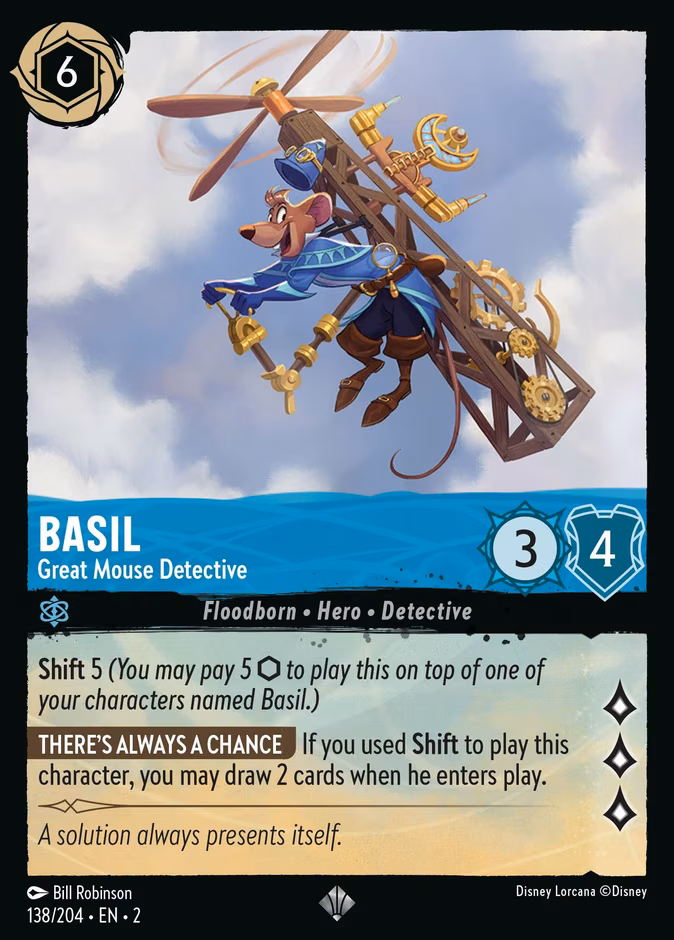 Basil - Great Mouse Detective Lorcana card (138/204, Rise of the Floodborn)