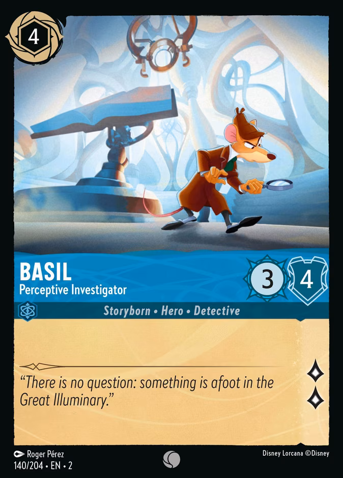 Basil - Perceptive Investigator Lorcana card (140/204, Rise of the Floodborn)