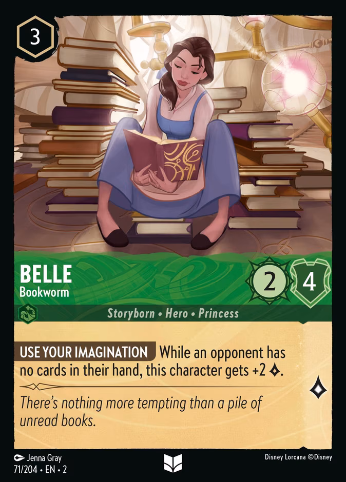 Belle - Bookworm Lorcana card (71/204, Rise of the Floodborn)