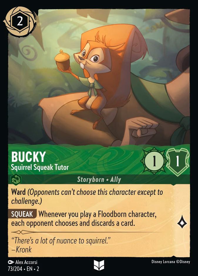Bucky - Squirrel Squeak Tutor Lorcana card (73/204, Rise of the Floodborn)