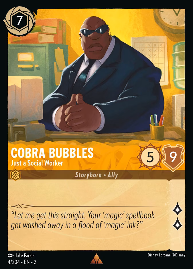 Cobra Bubbles - Just a Social Worker Lorcana card (4/204, Rise of the Floodborn)