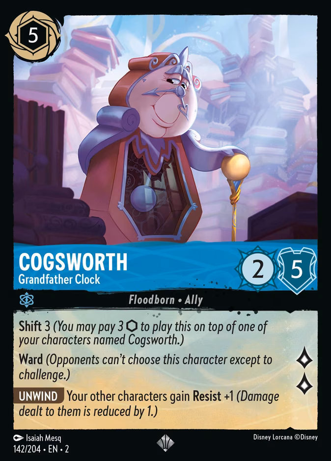 Cogsworth - Grandfather Clock Lorcana card (142/204, Rise of the Floodborn)