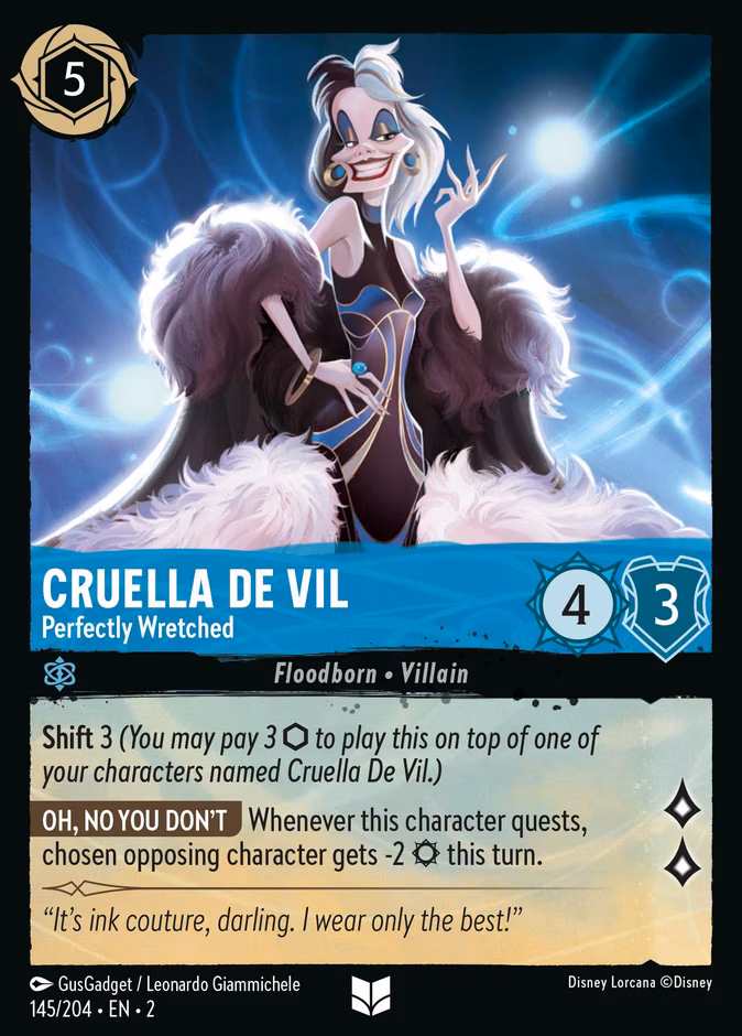 Cruella De Vil - Perfectly Wretched Lorcana card (145/204, Rise of the Floodborn)