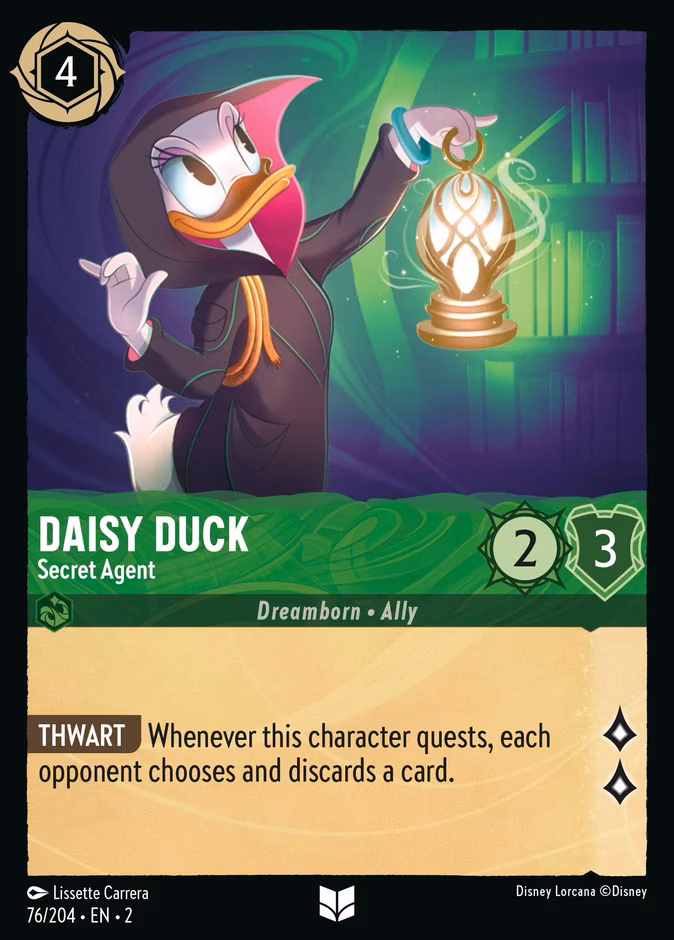 Daisy Duck - Secret Agent Lorcana card (76/204, Rise of the Floodborn)