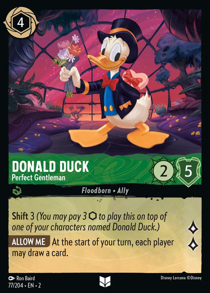Donald Duck - Perfect Gentleman Lorcana card (77/204, Rise of the Floodborn)