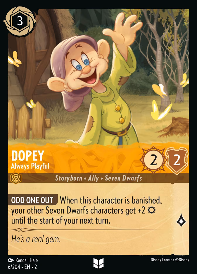 Dopey - Always Playful Lorcana card (6/204, Rise of the Floodborn)