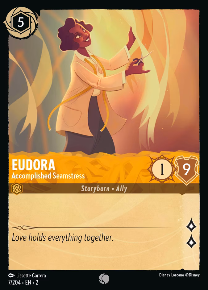 Eudora - Accomplished Seamstress Lorcana card (7/204, Rise of the Floodborn)