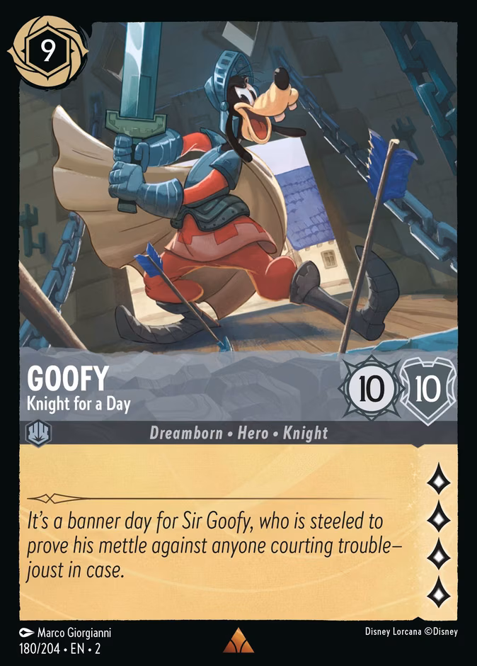 Goofy - Knight for a Day Lorcana card (180/204, Rise of the Floodborn)