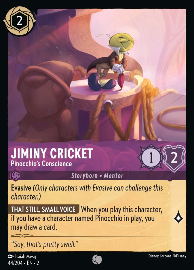 Jiminy Cricket - Pinocchio's Conscience Lorcana card (44/204, Rise of the Floodborn)