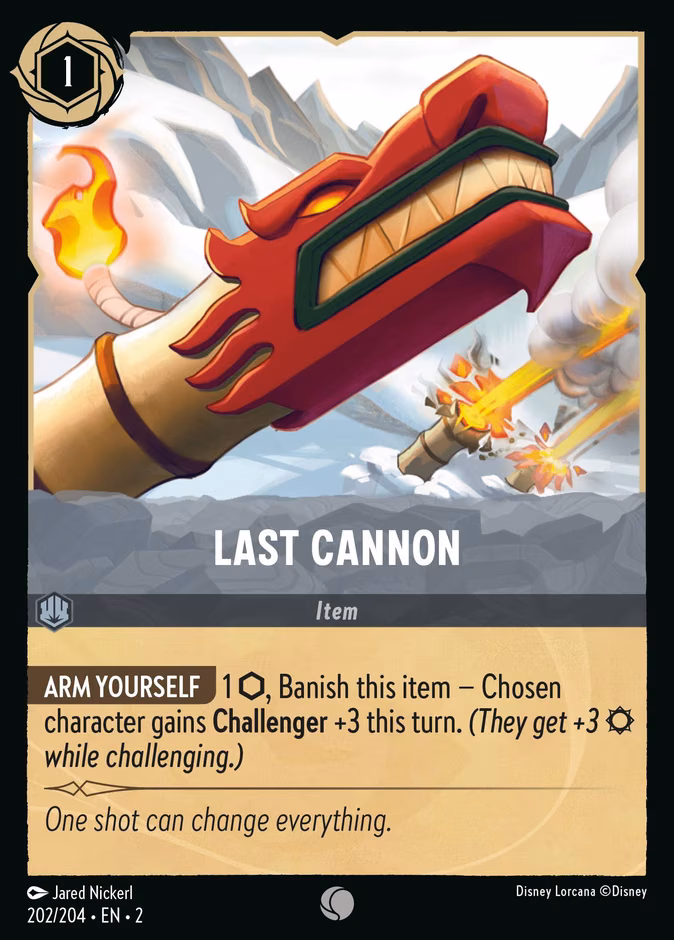 Last Cannon Lorcana card (202/204, Rise of the Floodborn)