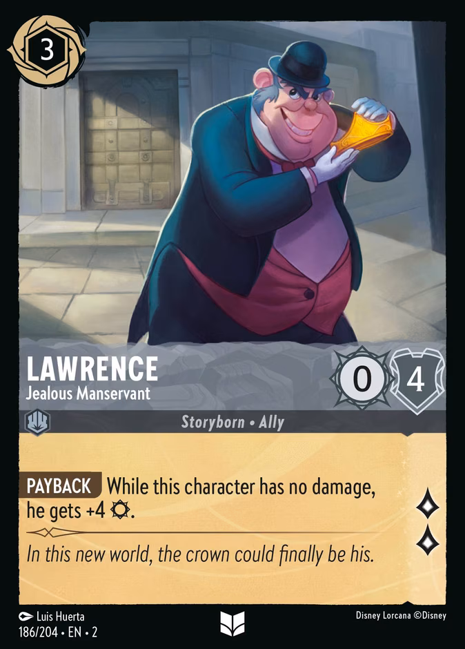 Lawrence - Jealous Manservant Lorcana card (186/204, Rise of the Floodborn)