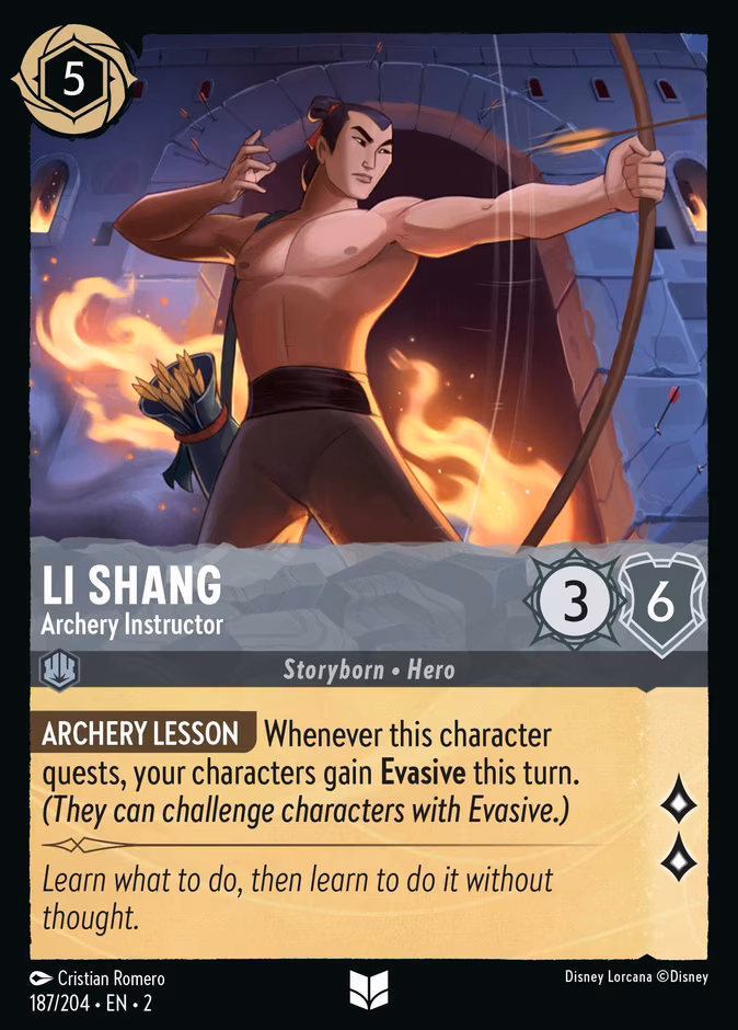 Li Shang - Archery Instructor Lorcana card (187/204, Rise of the Floodborn)