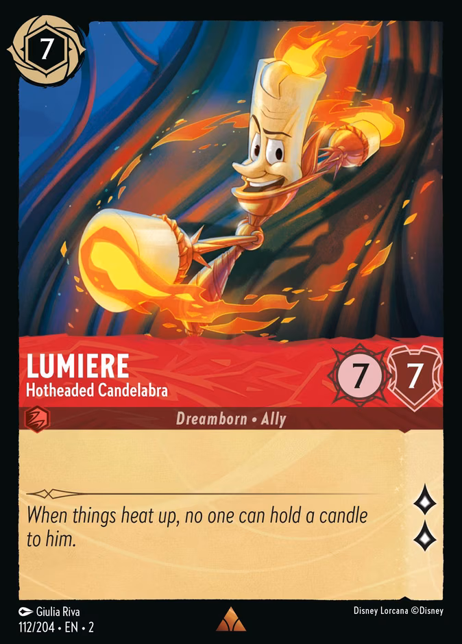 Lumiere - Hotheaded Candelabra Lorcana card (112/204, Rise of the Floodborn)