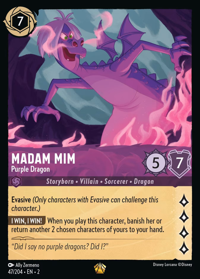 Madam Mim - Purple Dragon Lorcana card (47/204, Rise of the Floodborn)