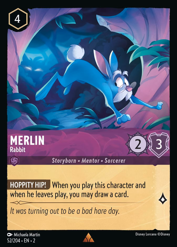 Merlin - Rabbit Lorcana card (52/204, Rise of the Floodborn)