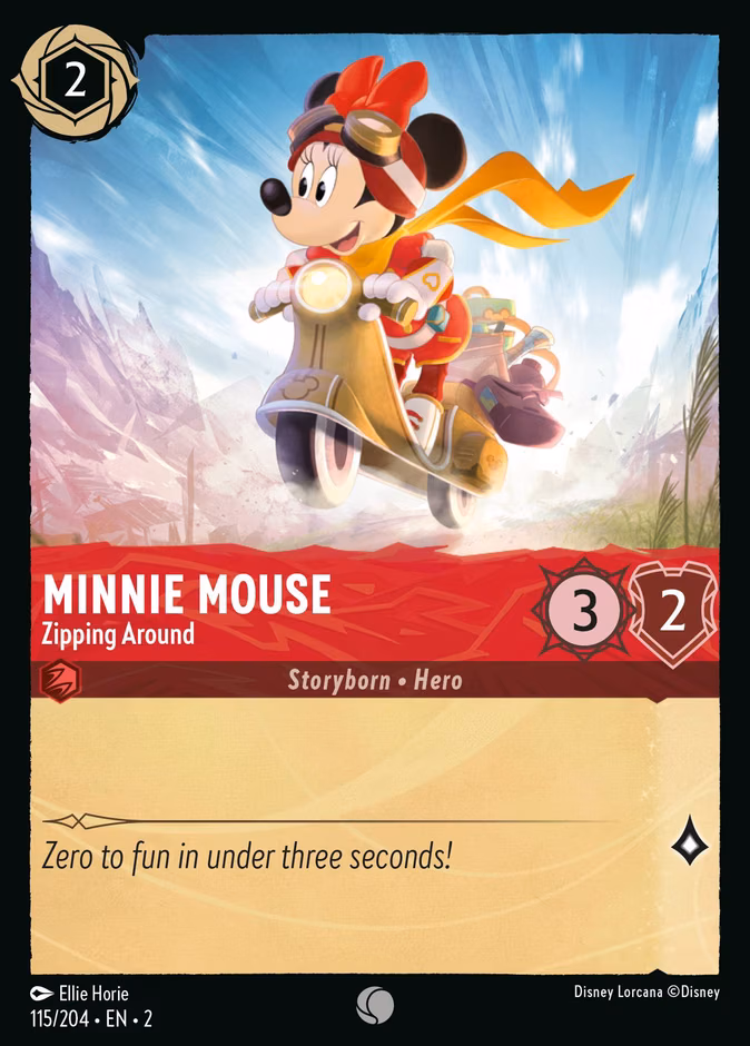 Minnie Mouse - Zipping Around Lorcana card (115/204, Rise of the Floodborn)